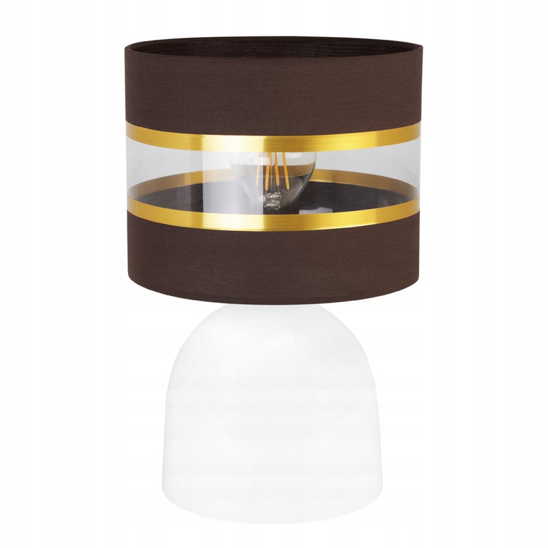 Lampa nocna stołowa Elegance Gold Neli 1xE27 klosz walec biało/brązowy 20cm Light Home LH