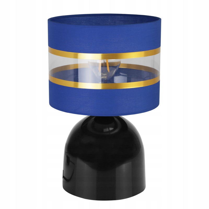 Lampa nocna stołowa Elegance Gold Neli 1xE27 klosz walec czarno/niebieski 20cm Light Home LH