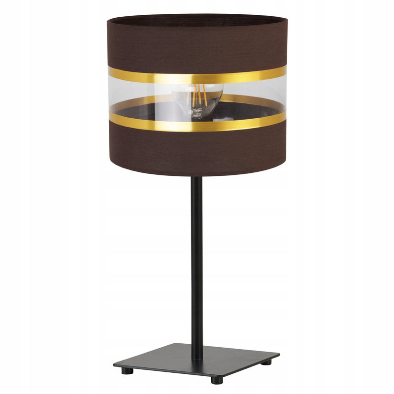 Lampa nocna stołowa Elegance Gold Gia modern 1xE27 20cm klosz walec czarno/brązowy Light Home LH