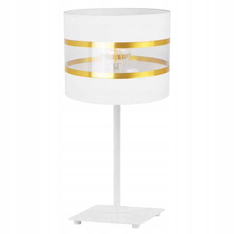 Lampa nocna stołowa Elegance Gold Gia modern 1xE27 20cm klosz walec biały Light Home LH