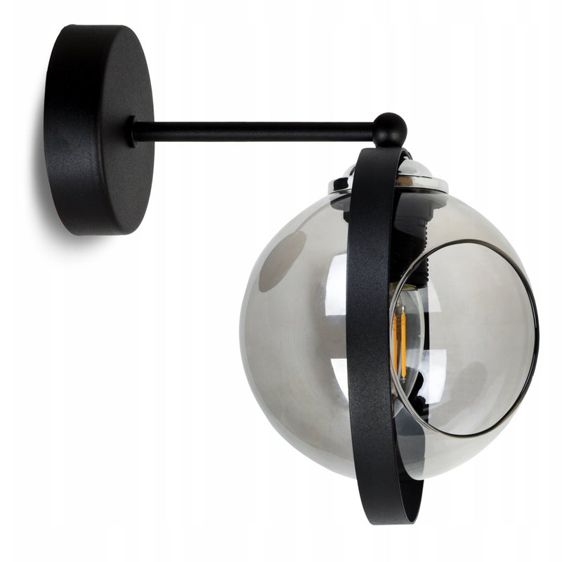 Lampa kinkiet ścienny Ring modern 1xE27 klosz kula grafitowy Light Home LH