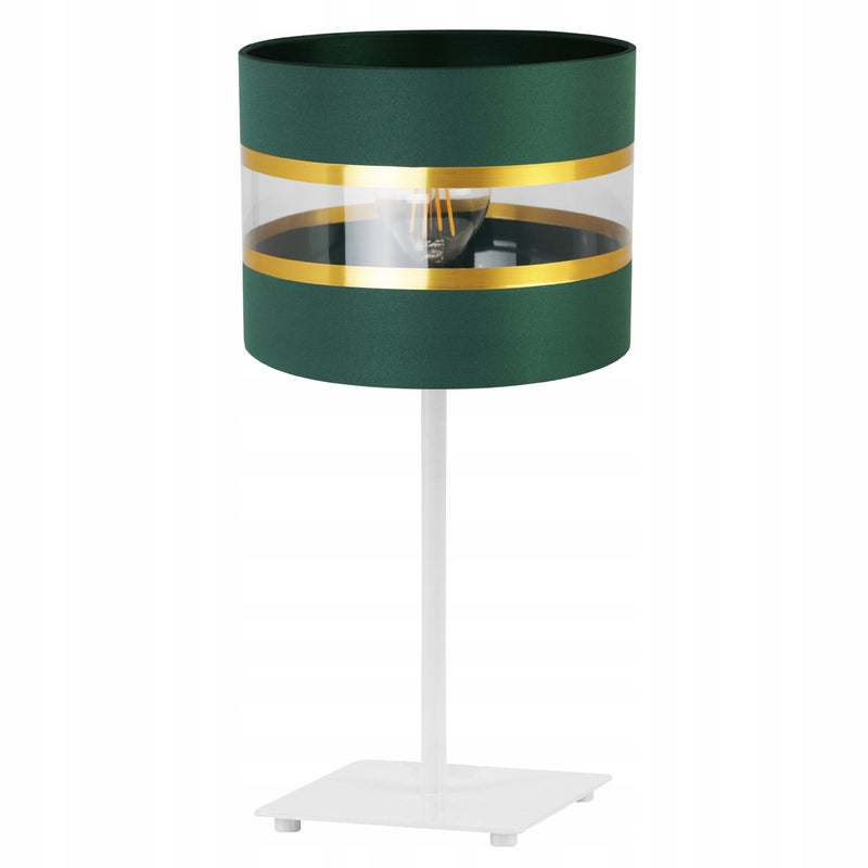 Lampa nocna stołowa Elegance Gold Gia modern 1xE27 20cm klosz walec biało/zielony Light Home LH