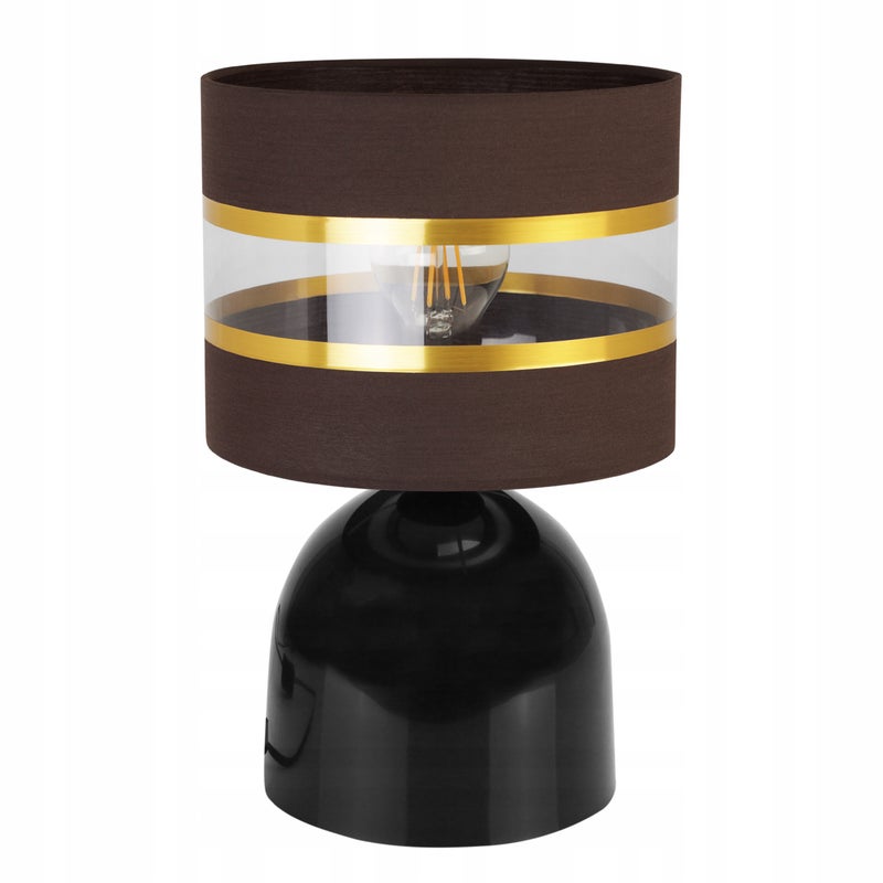 Lampa nocna stołowa Elegance Gold Neli 1xE27 klosz walec czarno/brązowy 20cm Light Home LH