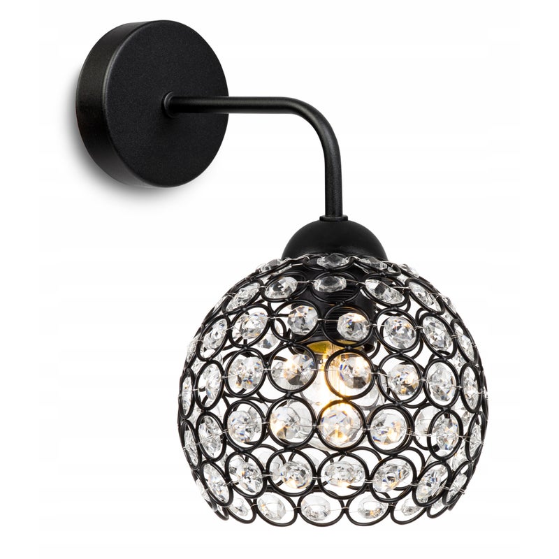 Lampa kinkiet ścienny Crystal modern 1xE27 klosz kula kryształowa grafitowa Light Home LH