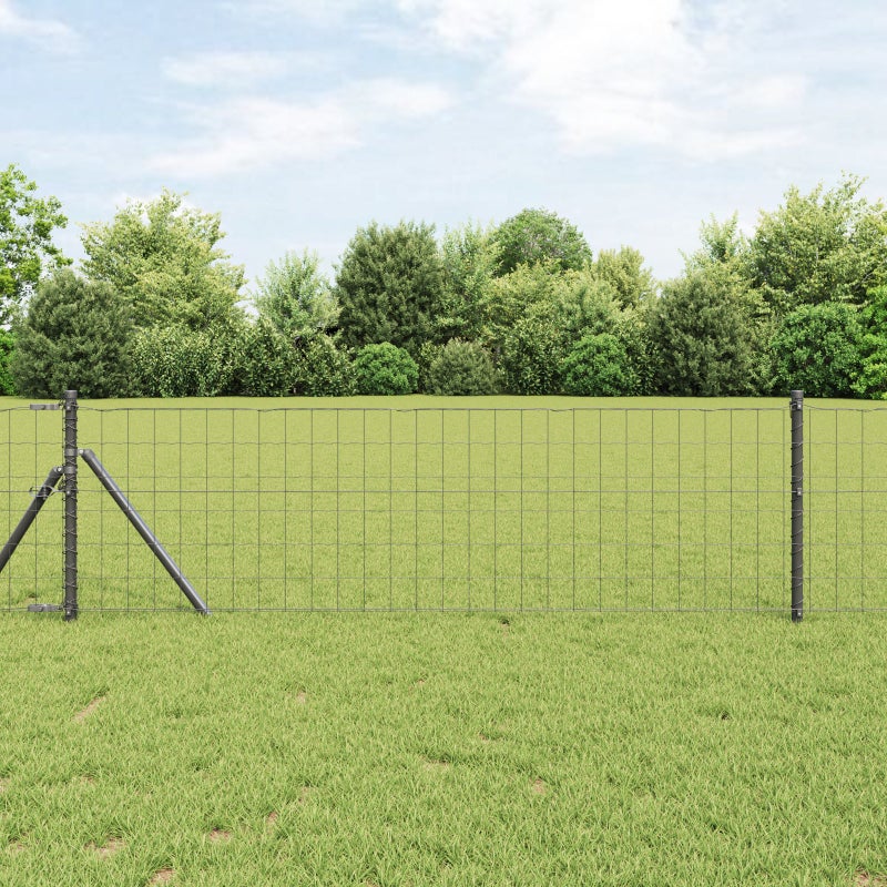 Ogrodzenie Euro Szary 0.8 x 10 m Żelazo pokryte PVC vidaXL
