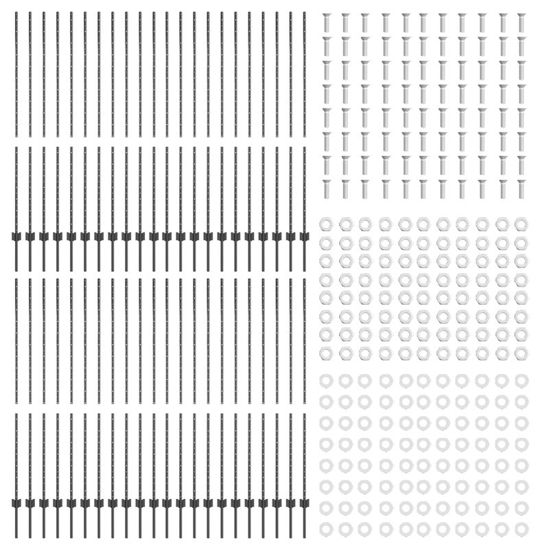 Słupek ogrodzeniowy. 44 pcs Szary 200 cm Stal vidaXL