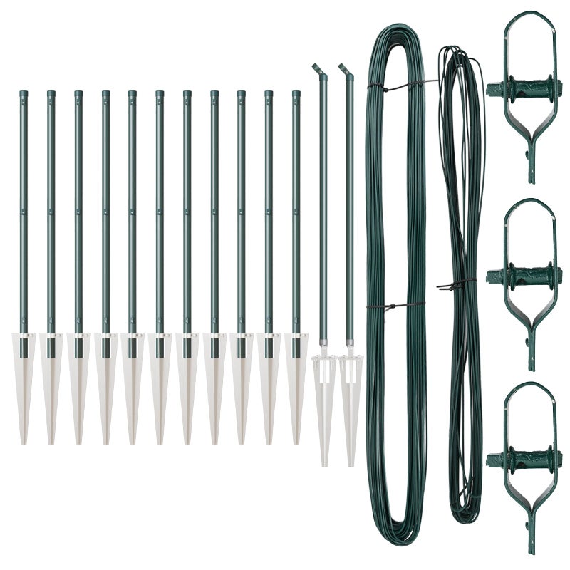 Słupek ogrodzeniowy. 13 pcs Zielony Stal vidaXL