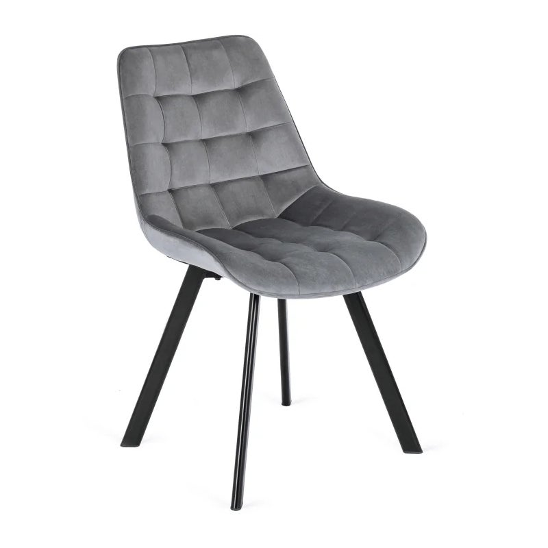 Krzesło Tapicerowane Welurowe Do Jadalni Salonu Loft Pikowane Szare RICK