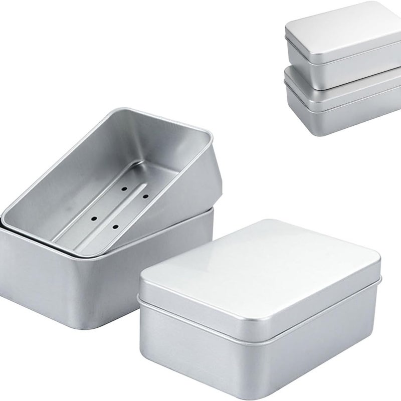 Dwuwarstwowa mydelniczka aluminiowa (3 sztuki, 180 ml) z pokrywką i kratką ociekową.
