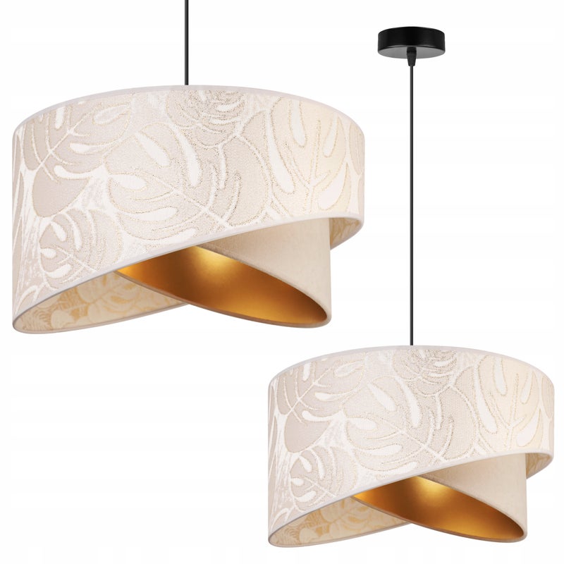 Lampa sufitowa wisząca Werona elegance 45cm 1xE27 abażur asymetryczny czarno/złoty Light Home LH