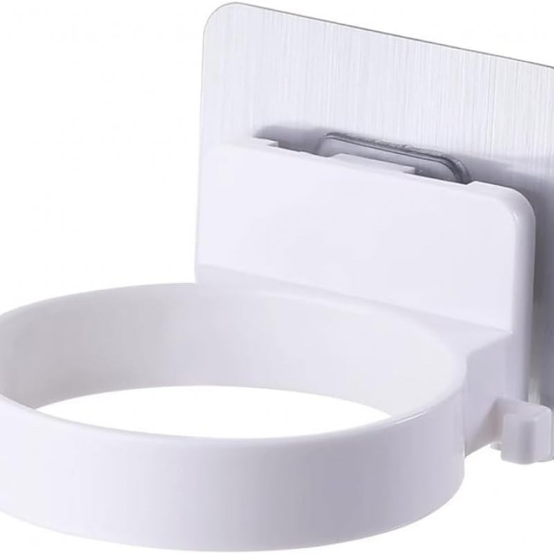 Uchwyt ścienny na suszarkę do włosów, samoprzylepny organizer łazienkowy z bardzo szeroką krawędzią (biały*1)
