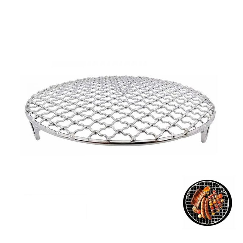 Grill - Okrągły grill ze stali nierdzewnej, składana półka do gotowania i studzenia z nóżkami, średnica 25 cm