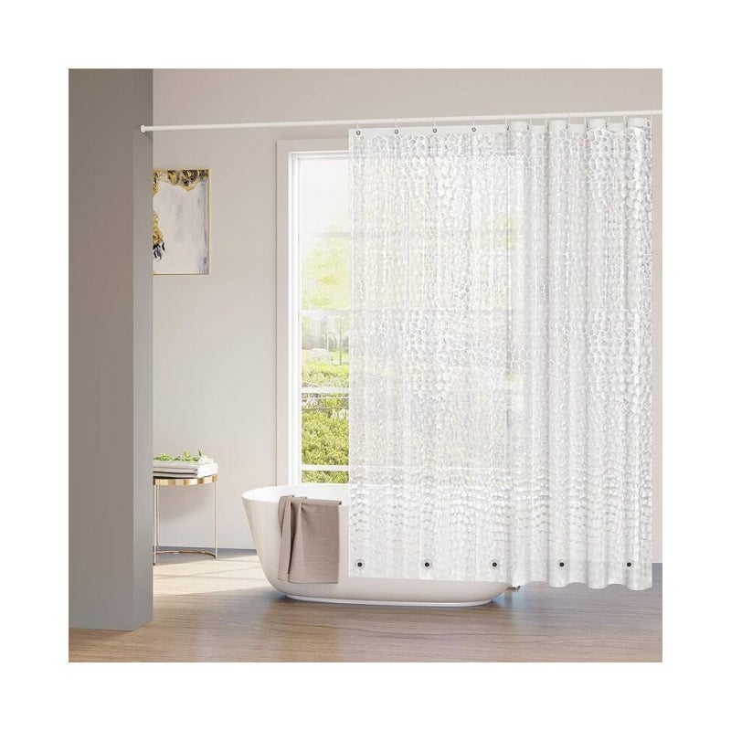 Zasłona prysznicowa z magnesem u dołu. Zasłona anty-pleśniowa Mackintosh z wzorem 3D i haczykami. 180x200 cm, półprzezroczysta.