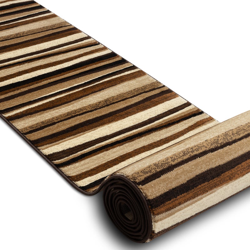 Chodnik HEAT-SET ROYAL 5374 FALE PASKI PASY beż / brąz 70cm 70x570 cm