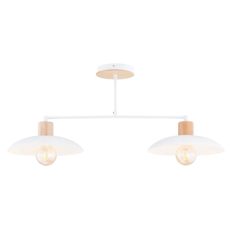 Lampa sufitowa Kobe biała jasne drewno 2xE27x15W wym: 30 x 100 x 30 cm metal Emibig