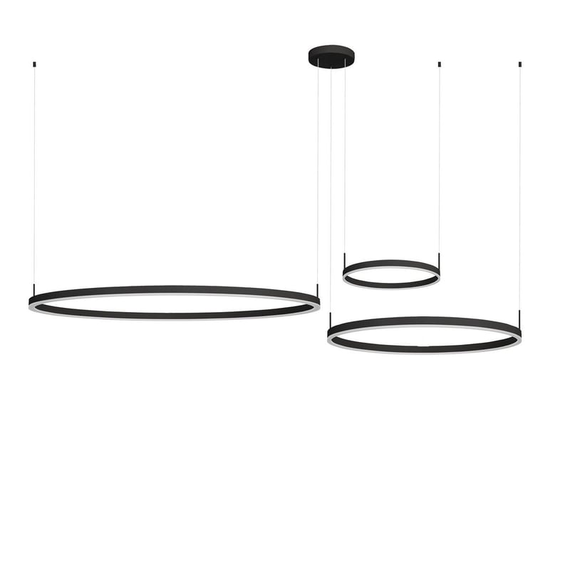 Lampa wisząca Jolieta czarno-biała LED 102W 3000K-6000K 9900lm ringi wym: 120 x 80 x 80 cm aluminium IdeaLED