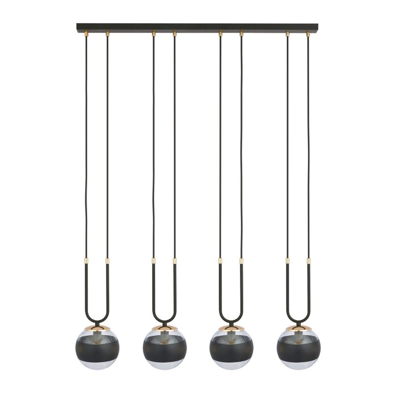 Lampa wisząca Glam czarno-przezroczysta-złota 4xE14x10W wym: 115 x 92 x 15 cm szkło Emibig