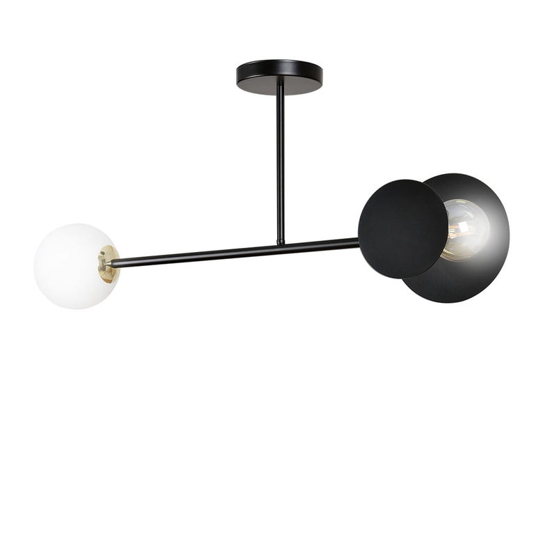 Lampa sufitowa Minerva czarno-biała-przezroczysta 2xE27x15W wym: 40 x 80 cm szkło Emibig