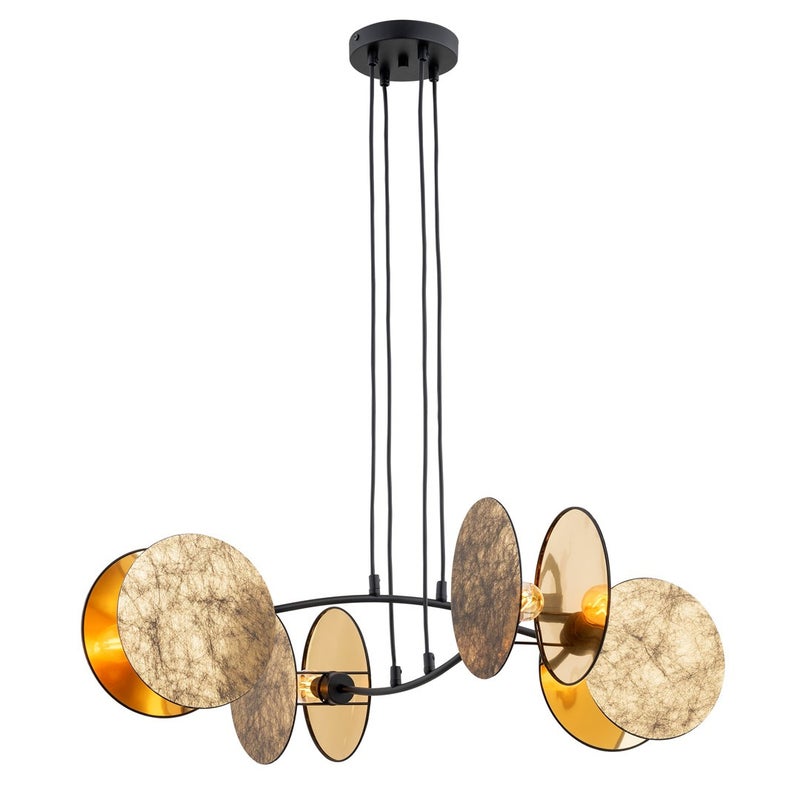 Lampa wisząca Motif złoto-czarna 4xE27x15W wym: 100 x 82 x 70 cm tkanina Emibig