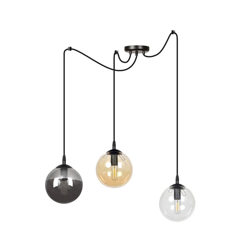Lampa wisząca Gigi czarna-wielokolorowy 3xE14x10W wym: 200 x 200 x 14 cm szkło Emibig