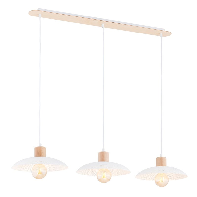 Lampa wisząca Kobe jasne drewno-biała 3xE27x15W wym: 100 x 90 x 30 cm metal Emibig