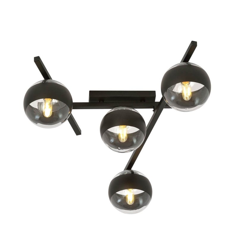 Lampa sufitowa Smart czarno-przezroczysta 4xE14x10W wym: 25 x 63 cm metal Emibig