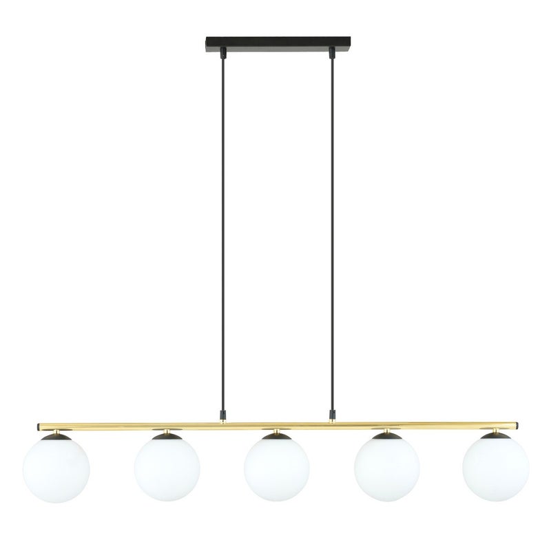 Lampa wisząca Allora biało-złota-czarna 5xE14x10W wym: 100 x 105 x 23 cm szkło Emibig