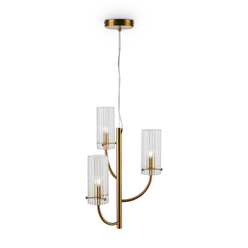 Lampa wisząca Arco mosiężno-złota 3xG9x40W kryształowa wym: 198 x 35 x 35 cm szkło Maytoni