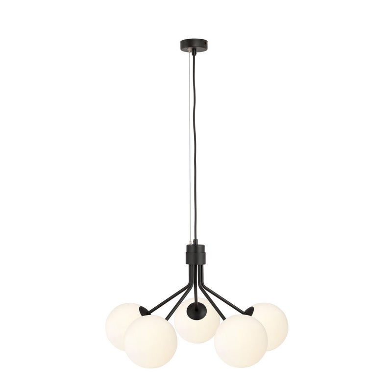 Lampa wisząca Nova czarno-biała 5xE14x10W wym: 100 x 57 x 57 cm szkło Emibig