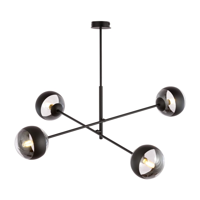 Lampa wisząca Linear czarno-przezroczysta 4xE14x10W wym: 51 x 102 cm szkło Emibig