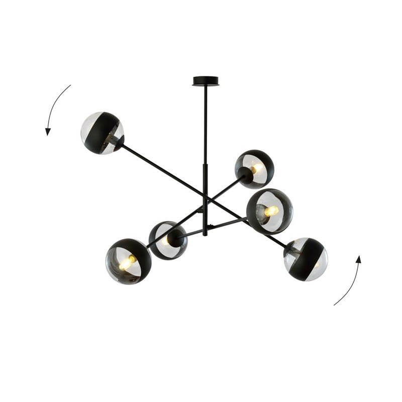 Lampa wisząca Linear czarno-przezroczysta 6xE14x10W wym: 51 x 102 cm szkło Emibig