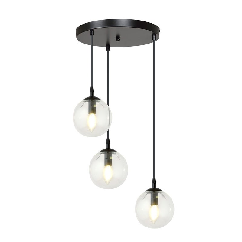 Lampa wisząca Cosmo czarno-przezroczysta 3xE14x10W wym: 100 x 40 x 40 cm szkło Emibig