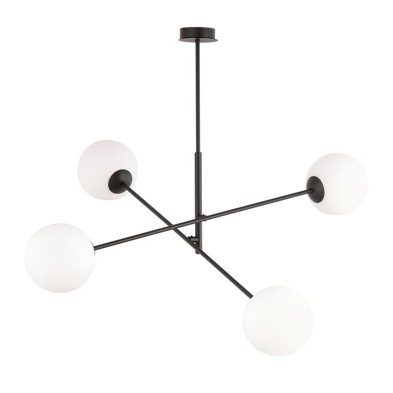 Lampa wisząca Linear czarno-biała 4xE14x10W wym: 51 x 102 cm szkło Emibig