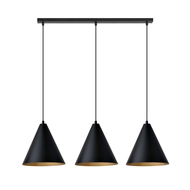 Lampa wisząca Rebel czarno-złota 3xE27x60W stożki wym: 100 x 93 x 24 cm metal Emibig