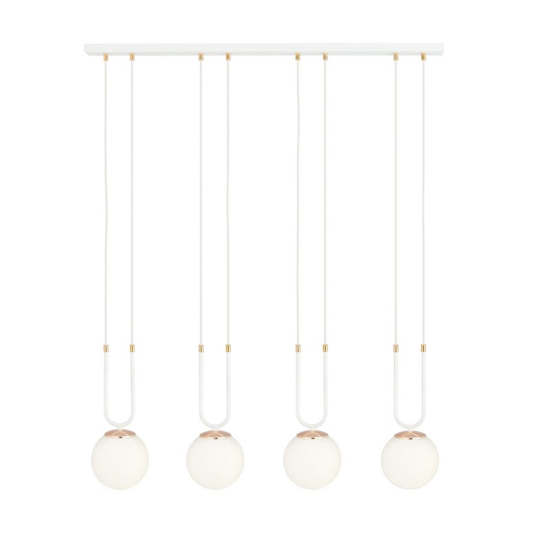 Lampa wisząca Glam biało-złota 4xE14x10W wym: 115 x 92 x 15 cm szkło Emibig