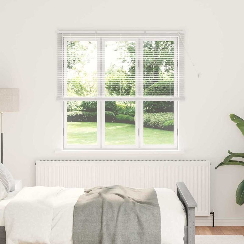 Żaluzja okienna z zasłonami Biały Aluminium vidaXL