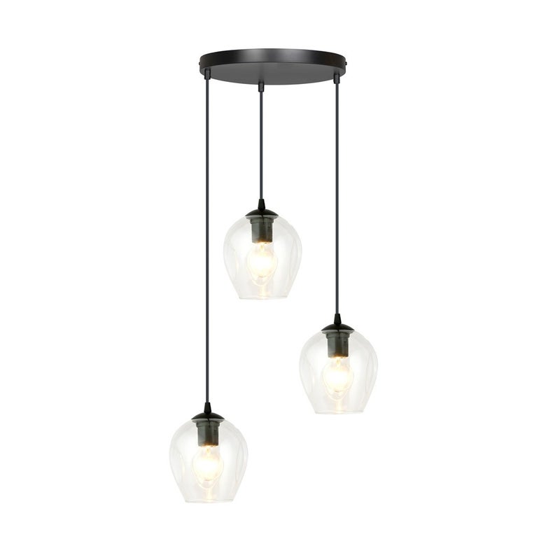 Lampa wisząca Istar czarno-przezroczysty 3xE27x15W minimalistyczna wym: 100 x 40 x 40 cm szkło Emibig