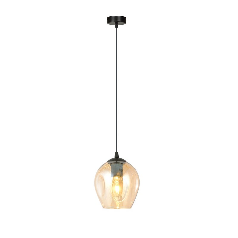 Lampa sufitowa wisząca Istar czarno-miodowy 1xE27x15W wym: 100 x 14 x 14 cm szkło Emibig