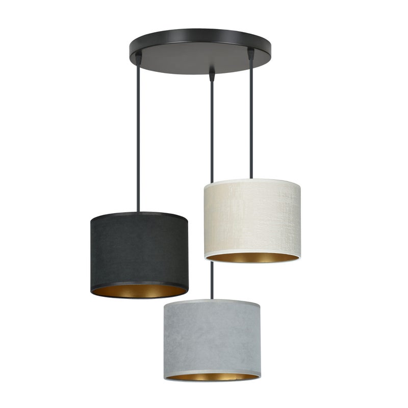 Lampa wisząca Hilde czarna-wielokolorowy 3xE27x15W wym: 100 x 40 x 40 cm tkanina Emibig