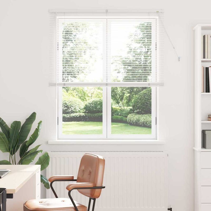Żaluzja okienna z zasłonami Biały Aluminium vidaXL