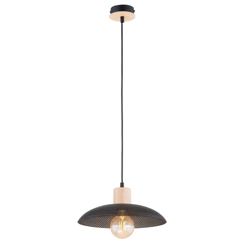 Lampa wisząca Kobe czarna-jasne drewno 1xE27x15W wym: 100 x 30 x 30 cm metal Emibig