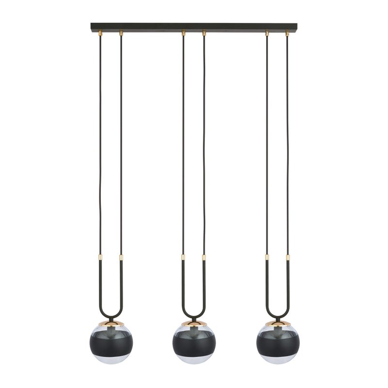 Lampa wisząca Glam czarno-przezroczysta-złota 3xE14x10W wym: 115 x 70 x 15 cm szkło Emibig