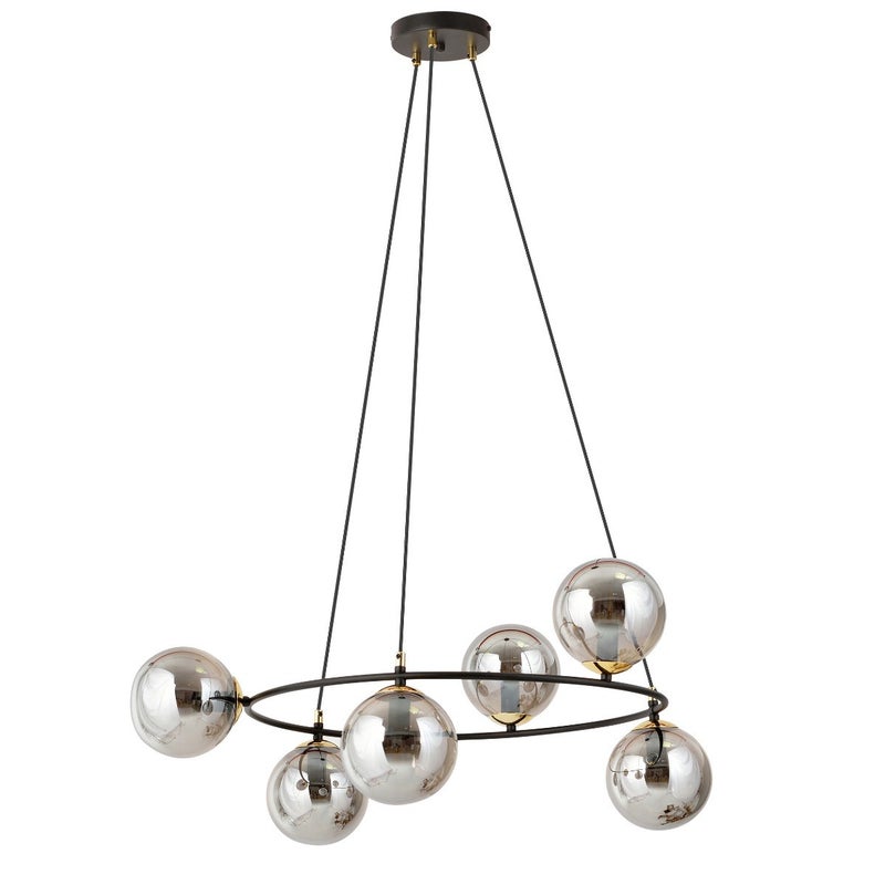 Lampa wisząca Azura czarno-grafitowa 6xE14x40W wym: 110 x 75 x 75 cm szkło Emibig