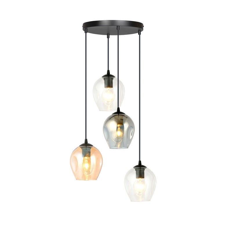 Lampa wisząca Istar czarna-wielokolorowy 4xE27x15W wym: 100 x 40 x 40 cm szkło Emibig