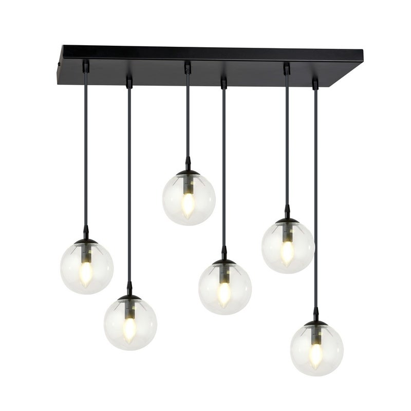 Lampa wisząca Cosmo czarno-przezroczysty 6xE14x10W szklane kule wym: 120 x 65 cm szkło Emibig