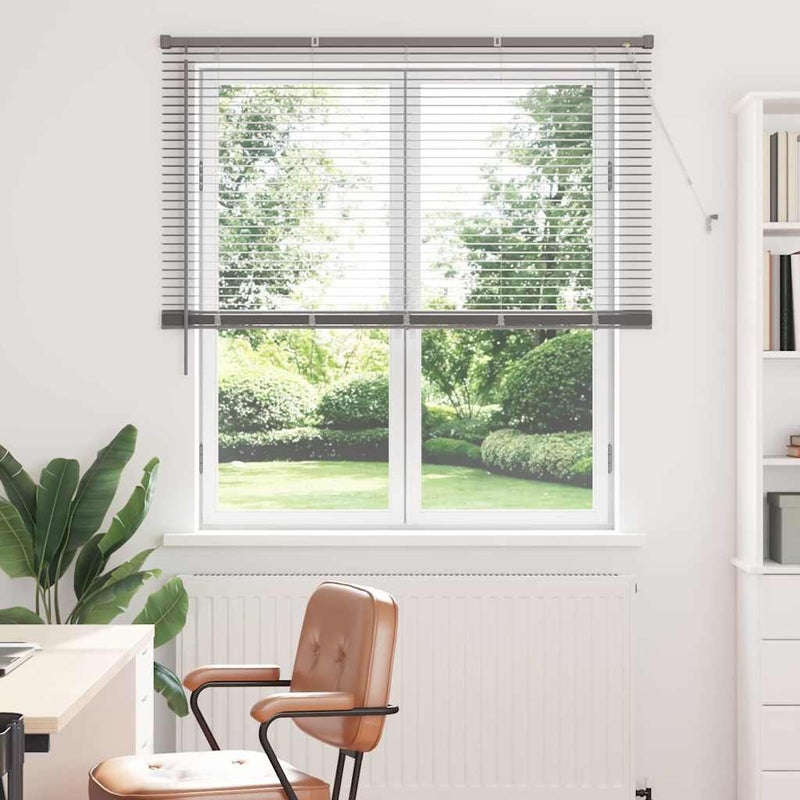 Żaluzja okienna z zasłonami Srebrny Aluminium vidaXL
