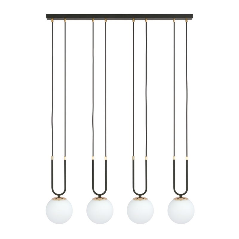 Lampa wisząca Glam czarno-biała-złota 4xE14x10W wym: 115 x 92 x 15 cm szkło Emibig