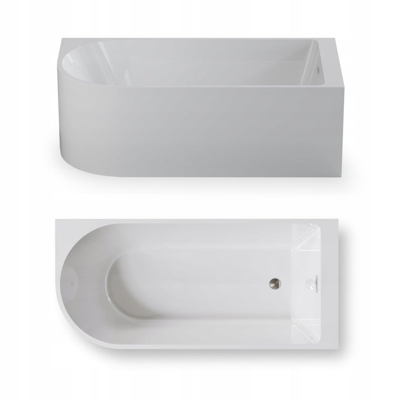 CORCIANO Wanna wolnostojąca przyścienna NAROŻNA PORTO PRAWA 170 x 80 x 58 cm ze srebrnymi dodatkami