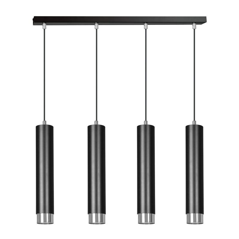 Lampa wisząca Kibo czarna-chromowana 4xGU10x10W wym: 100 x 60 x 8 cm metal Emibig