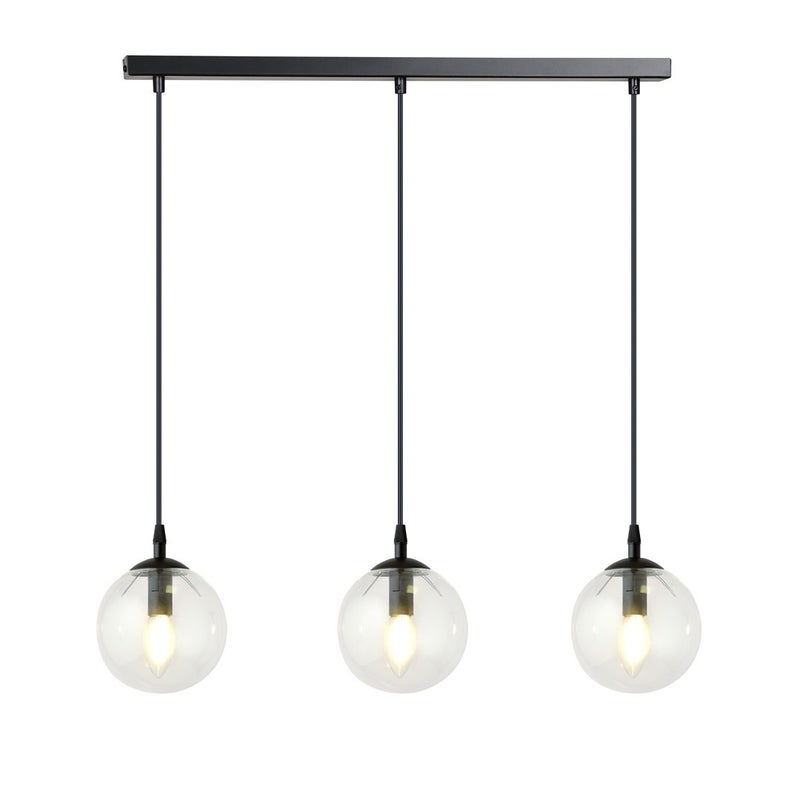 Lampa wisząca Cosmo czarno-przezroczysta 3xE14x10W wym: 100 x 70 x 12 cm szkło Emibig